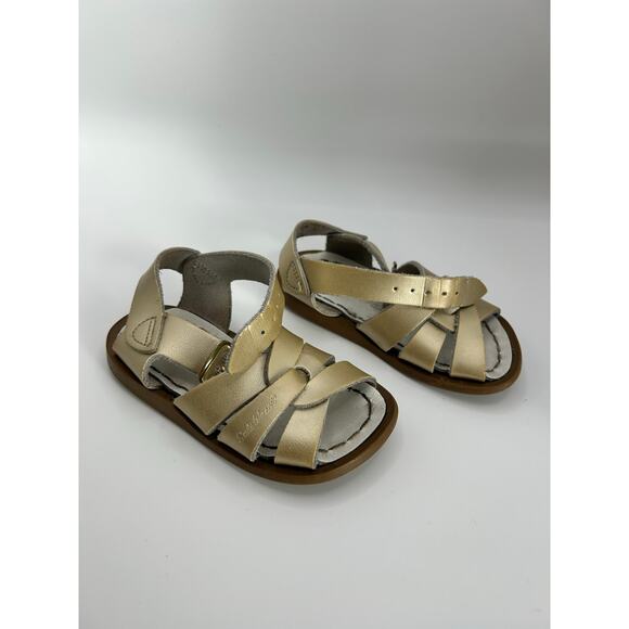 Salt Water Buckle Leather Sandals by Hoy Shoe Toddler Girls 5C Gold - Picture 6 of 6